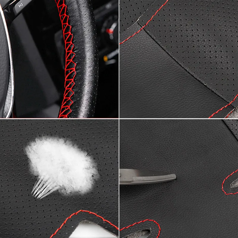 Funda de volante cosida a mano cuero microfibra perforado VW Golf 6 - imagen 5