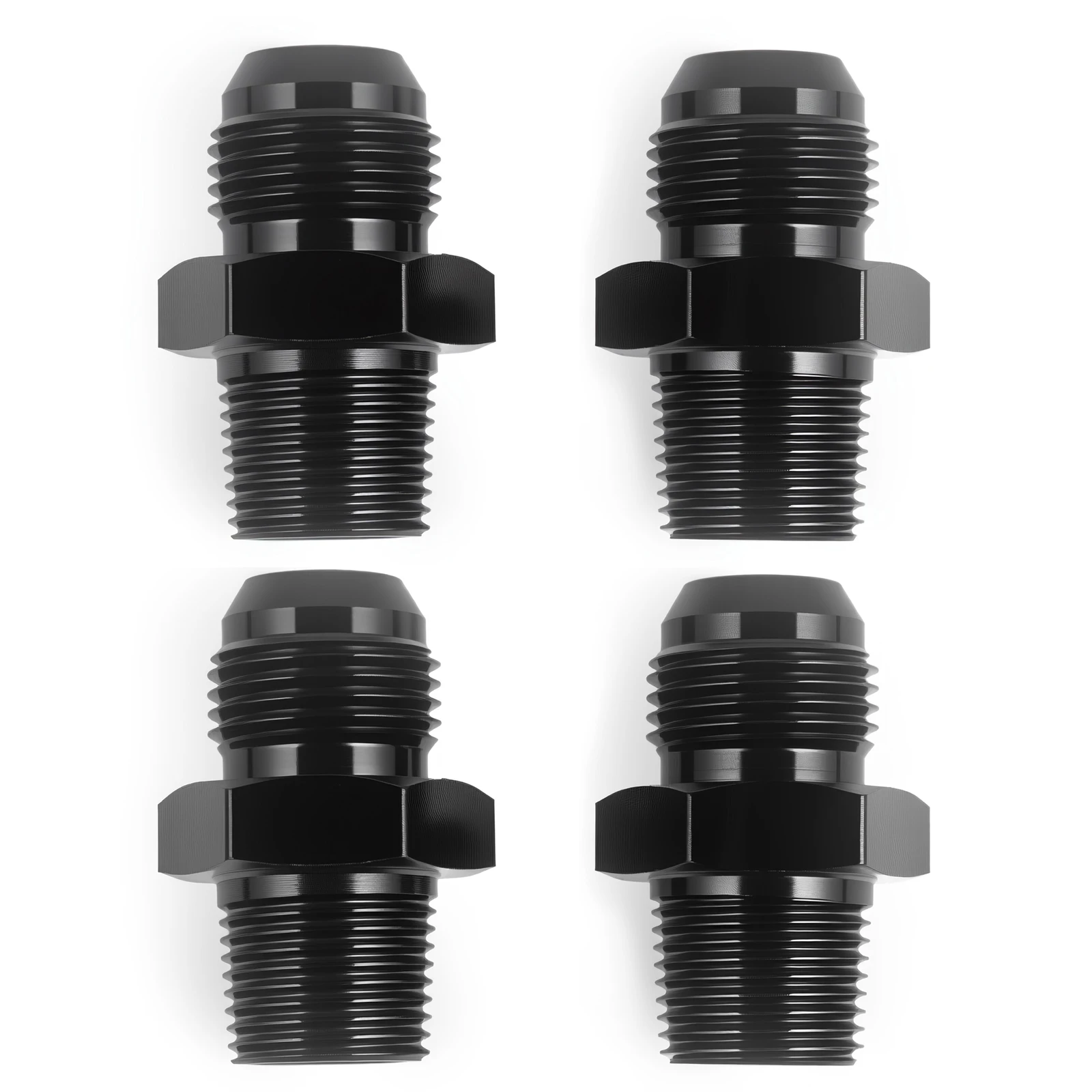 4 Uds 4/6/8AN macho acampanado a 3/8 / 1/2 / 1/8 NPT adaptador de montaje de tubería conector recto Unon aluminio negro