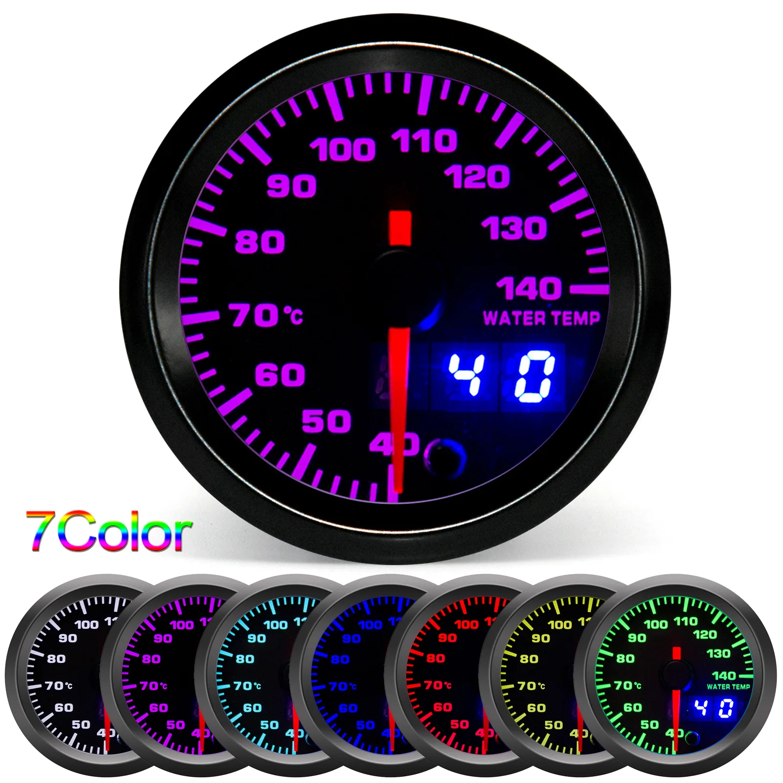 Tacómetro RPM de presión de aceite y temperatura del agua para coche, 52mm, voltaje, relación aire-combustible, indicador de temperatura EXT para medidor de coche de 12V, retroiluminación de 7 colores - imagen 2