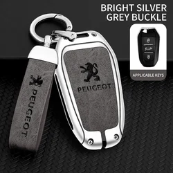 Funda de cuero de aleación Zine para llave inteligente de coche, funda protectora Fob para Peugeot 308 408 508 2008 3008 4008 5008, accesorios para llaveros