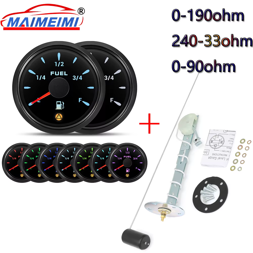 Indicador digital de combustible 52 mm con sensor multirrango