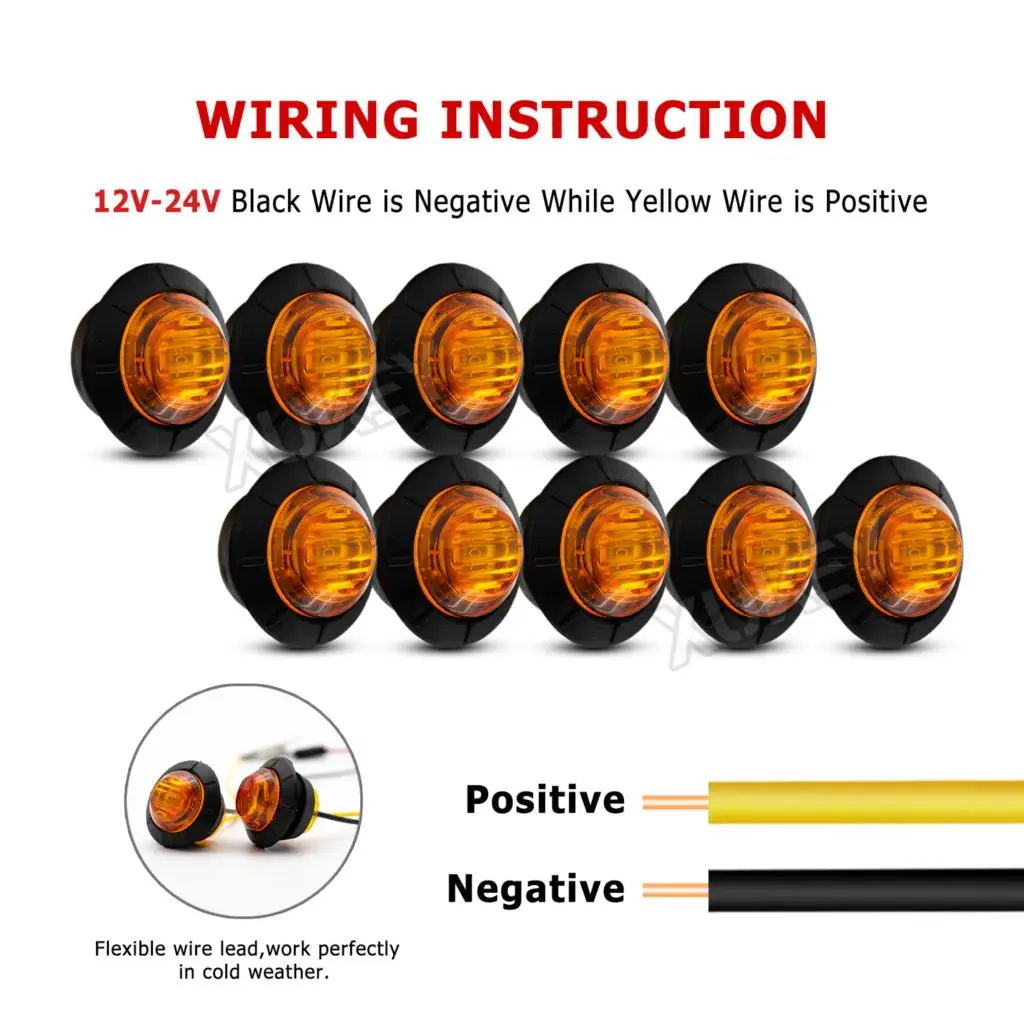 Luz LED de posición lateral ámbar 12V-24V para camión y caravana - imagen 5