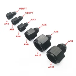Adaptador AN aluminio negro Jiax macho-hembra AN4-AN10