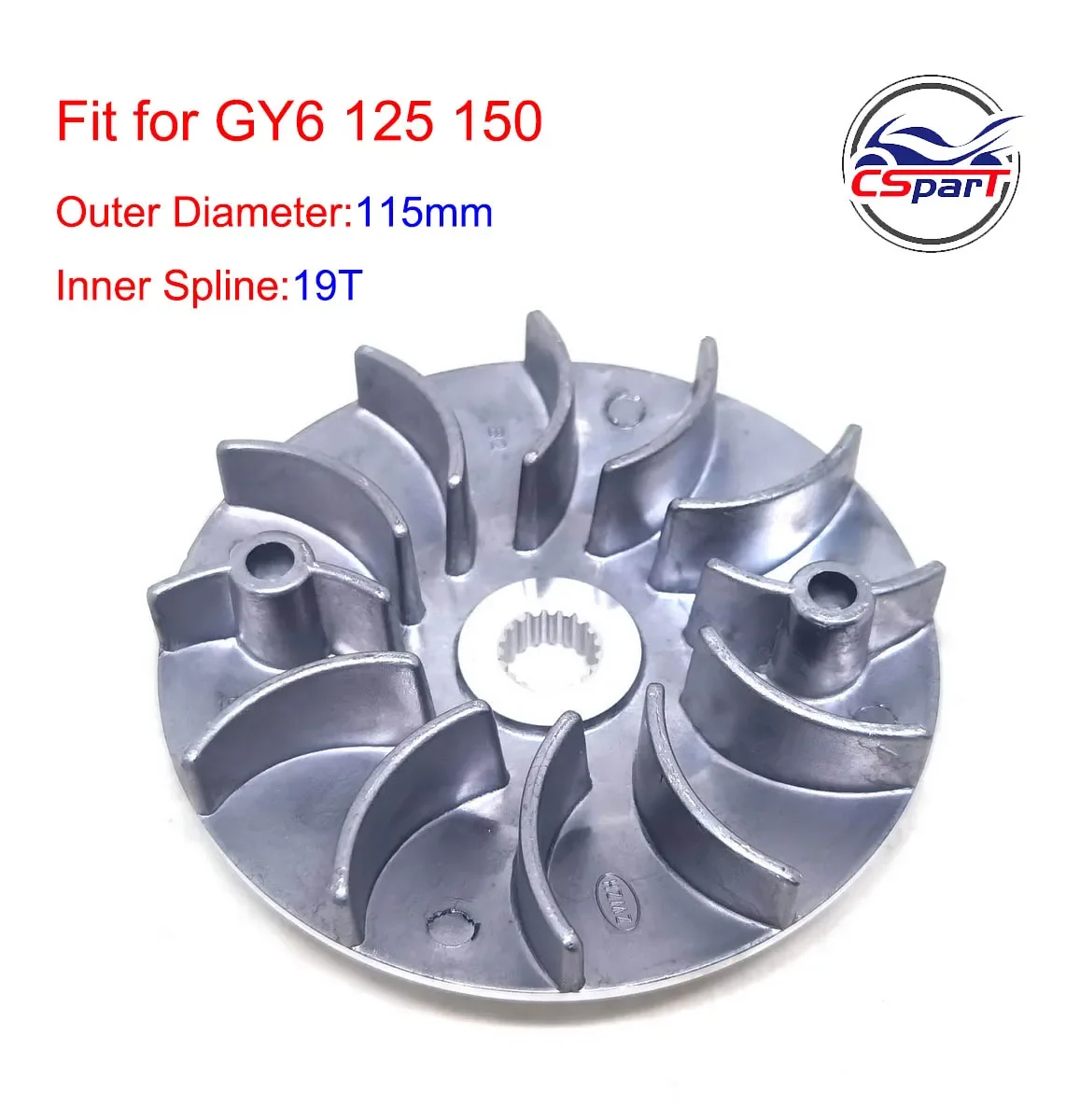 Plato ventilador del variador CVT GY6 125/150 cc, 19 dientes