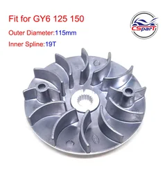 Plato ventilador del variador CVT GY6 125/150 cc, 19 dientes