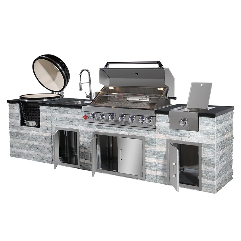 Parrilla barbacoa acero inoxidable con piedra natural para cocina exterior - imagen 2