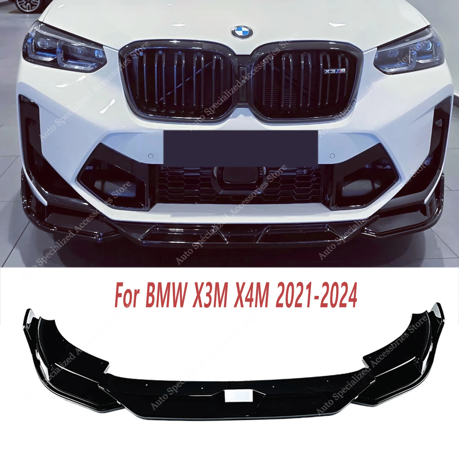 Difusor delantero ABS negro brillante instalado en BMW X3M