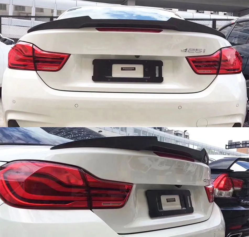 Alerón negro instalado en la parte trasera de un BMW Serie 4