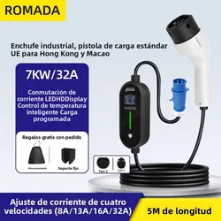 ROMADA Cable Cargador Tipo 2 7kW 32A - Vehículo Eléctrico