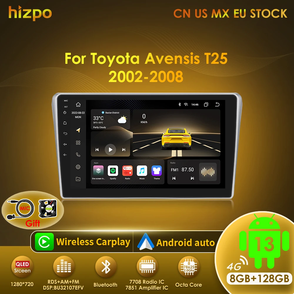 Autorradio 2 Din Android CarPlay GPS – Toyota Avensis T25