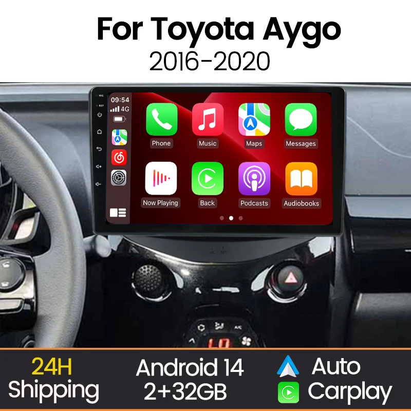 MEKEDE Radio multimedia con CarPlay inalámbrico para Aygo, 108 y C1