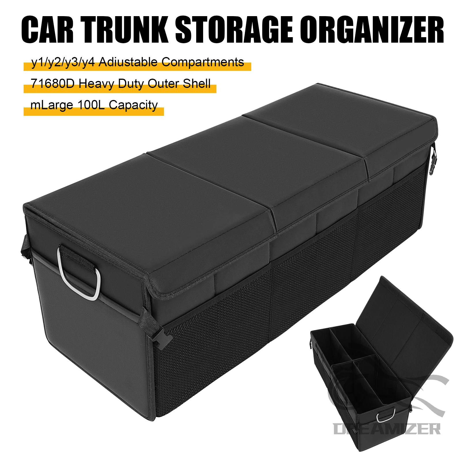Organizador de coche plegable 3 en 1 – gran capacidad para maletero