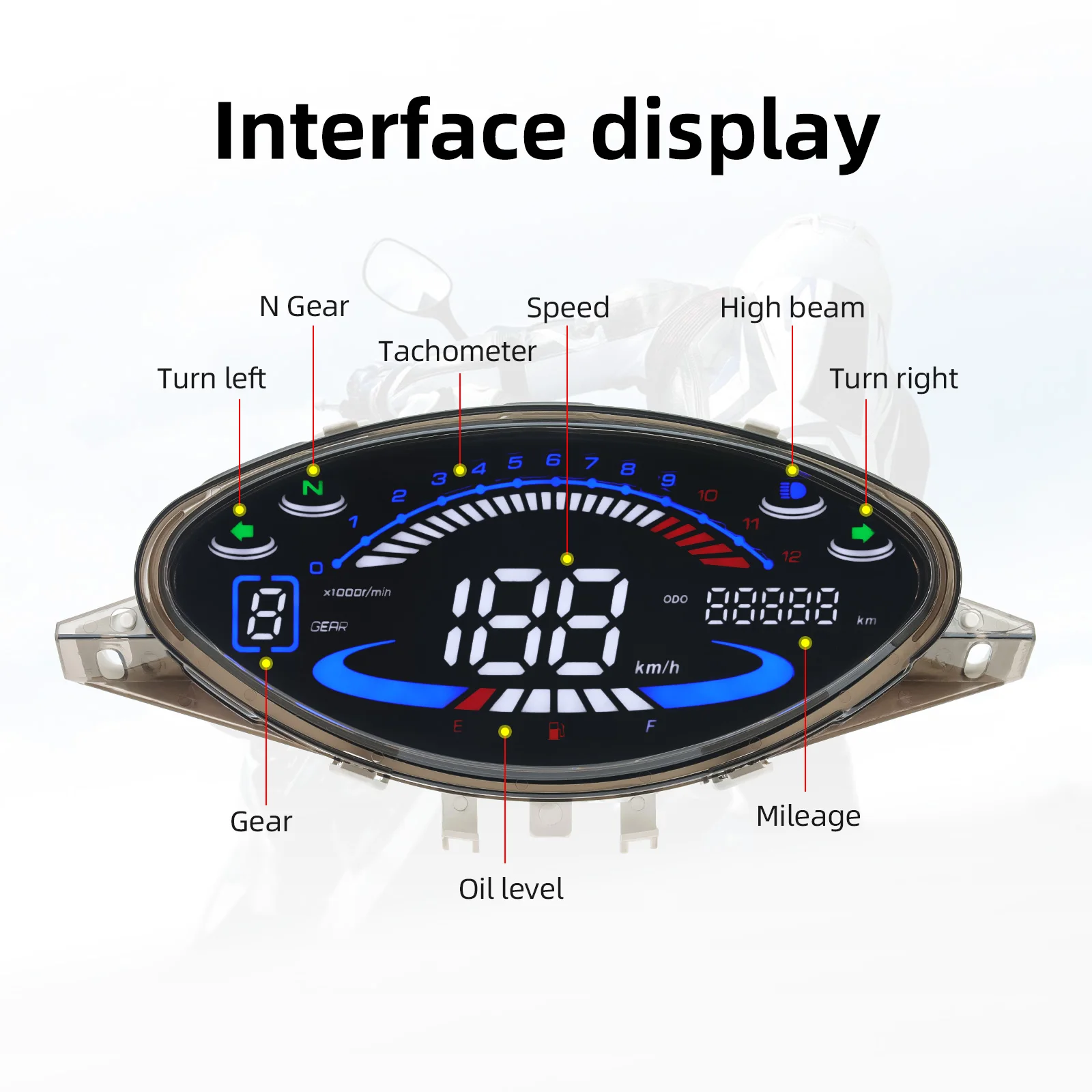 Tacómetro digital LED velocímetro BIZ 100 C100 - odómetro moto - imagen 4