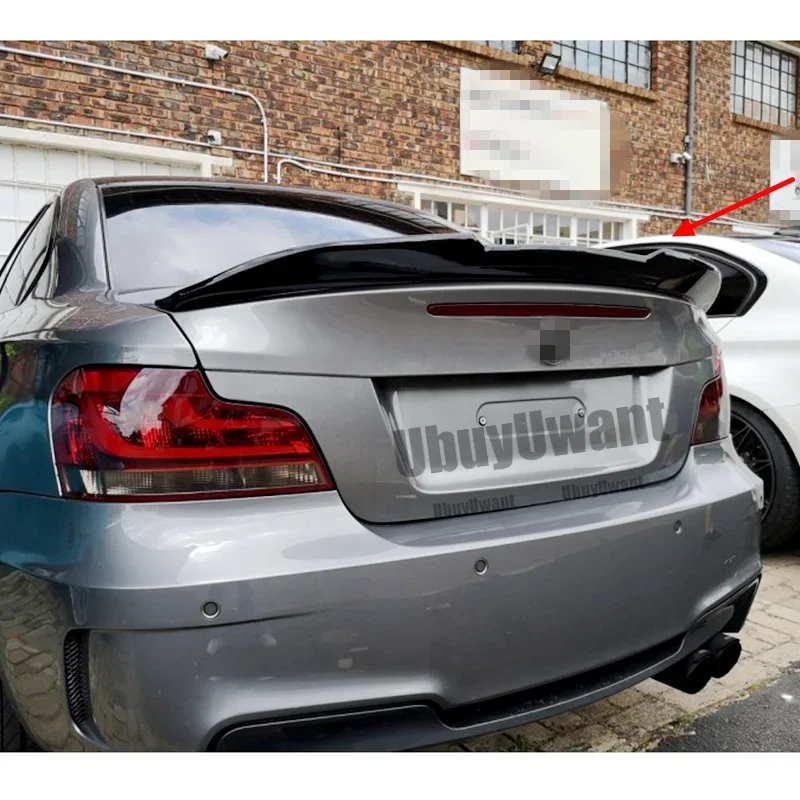 Para BMW Serie 1 E82 1M Coupe 2008-2012 ABS alerón trasero ala de coche con apariencia de carbono alerón de cubierta trasera negro brillante - imagen 5