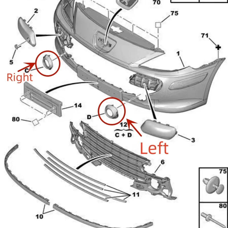 7452SN Adecuado para Peugeot 307 parachoques delantero de coche marco de lámpara antiniebla decoración de lámpara antiniebla delantera cubierta de lámpara antiniebla plateada - imagen 5