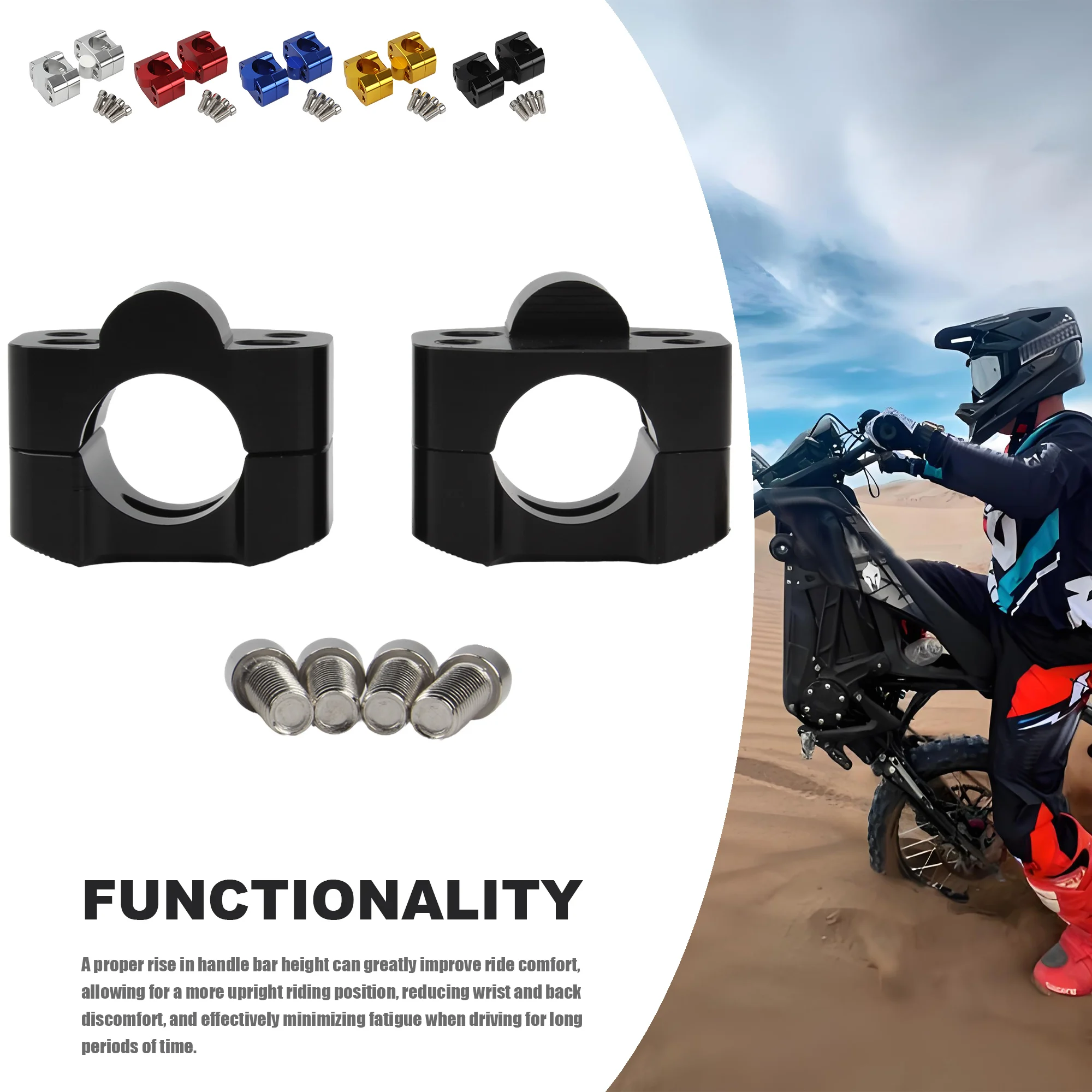 Manillar cónico aluminio CNC elevador para motocicletas ATV y pit bike - imagen 3