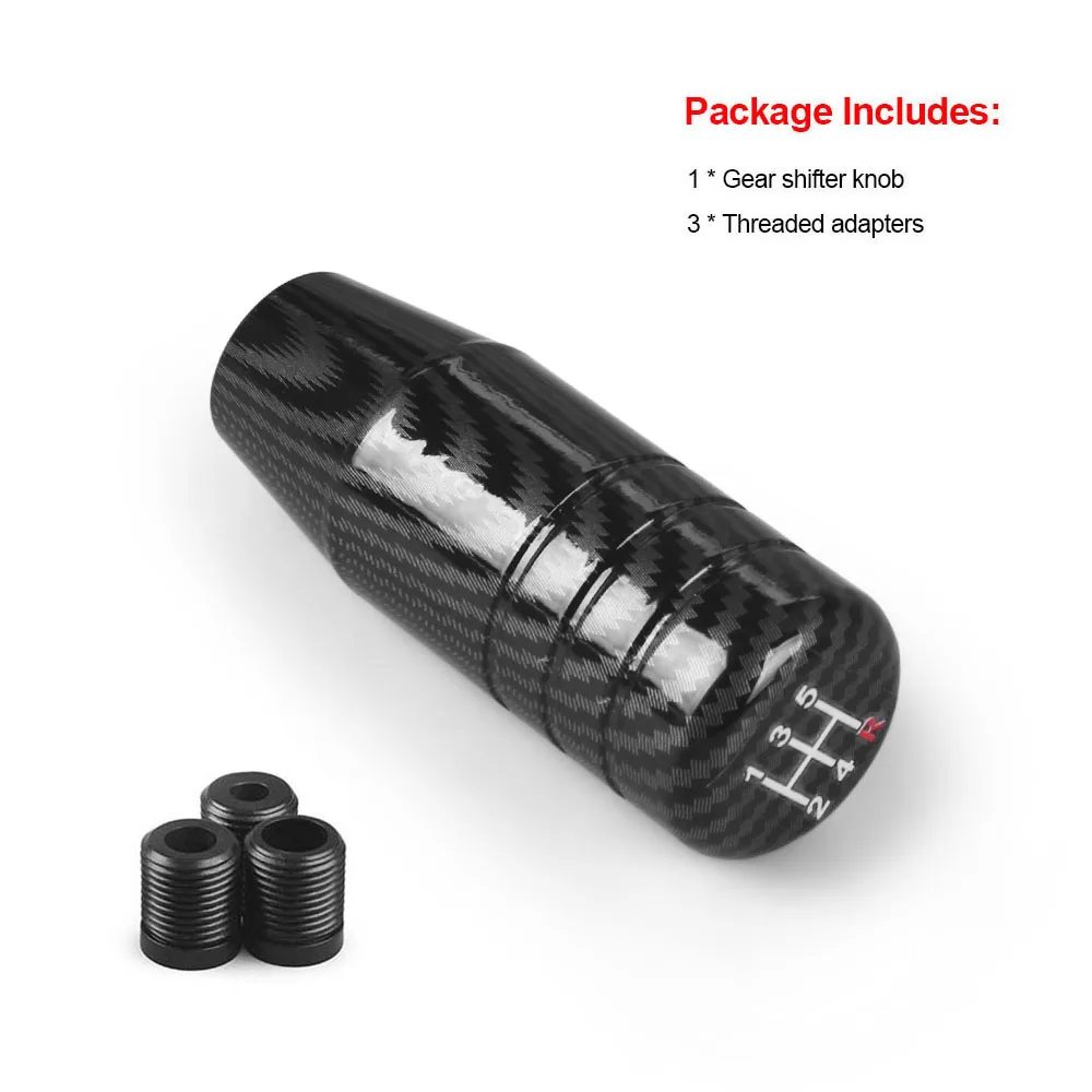 Perilla palanca cambio racing negra carbono 8,5 cm con adaptadores universales - imagen 3