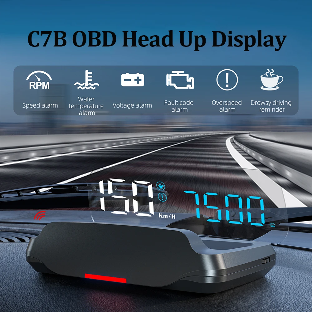 Proyector HUD OBD C7B para parabrisas con velocímetro digital