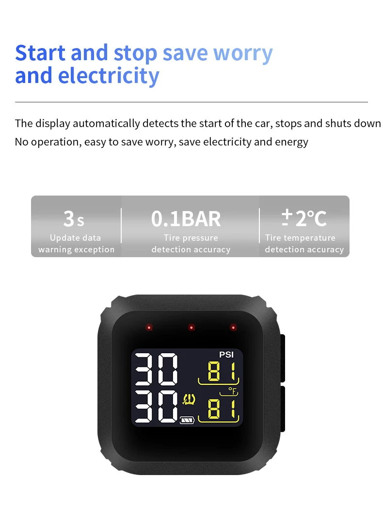 TPMS M3X control presión neumáticos moto LCD exterior impermeable - imagen 5