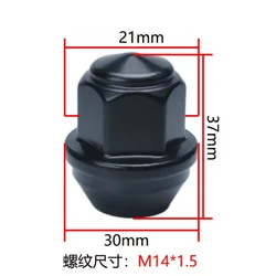 Tuerca de rueda M14x1,5, hexágono 21 mm y largo 37 mm para Ford Mustang