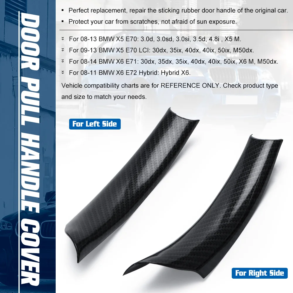 Fundas de maneta interior efecto carbono para BMW X5 X6 E70 E71 E72 - imagen 2