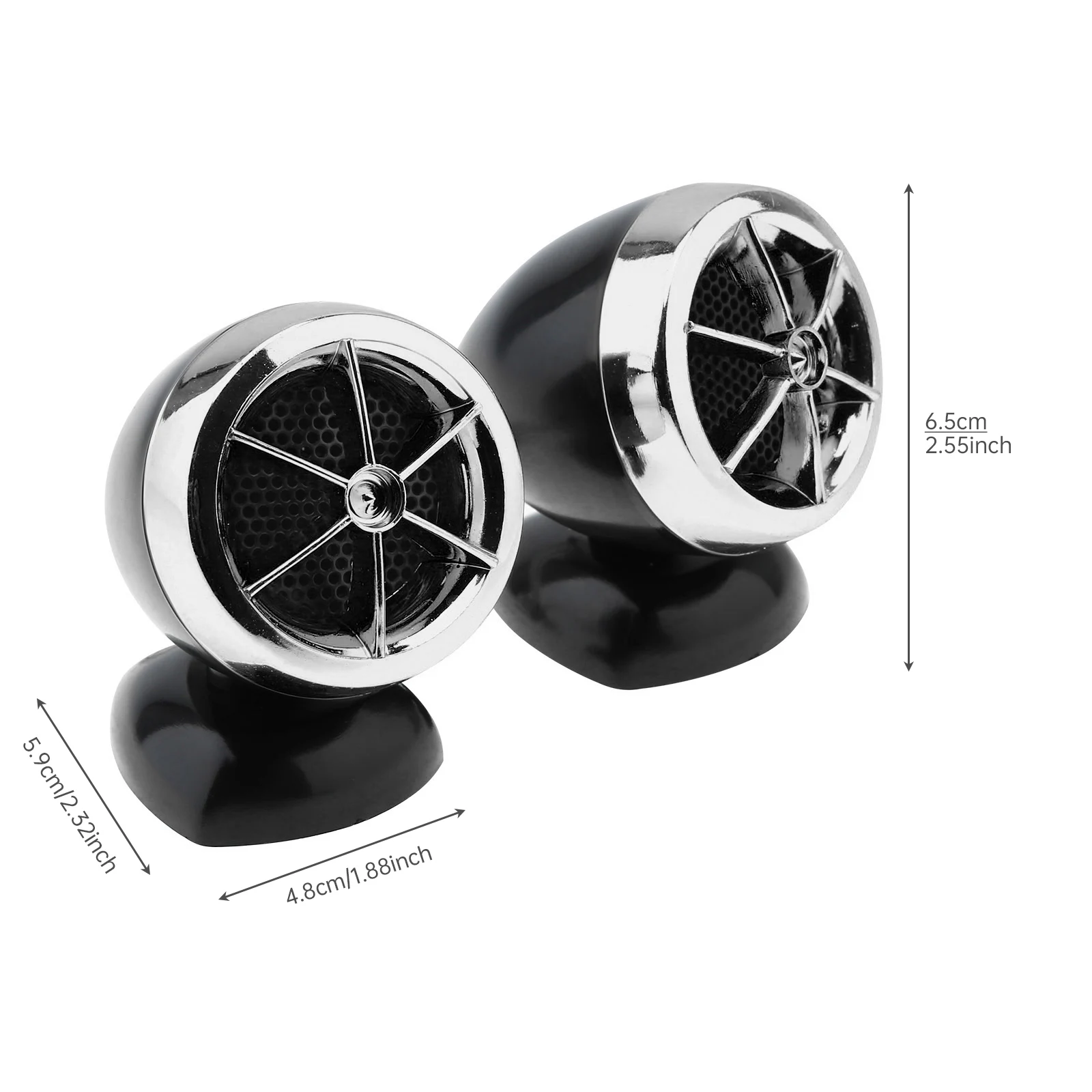 Tweeter de cúpula universal para coche en negro y plateado - imagen 3
