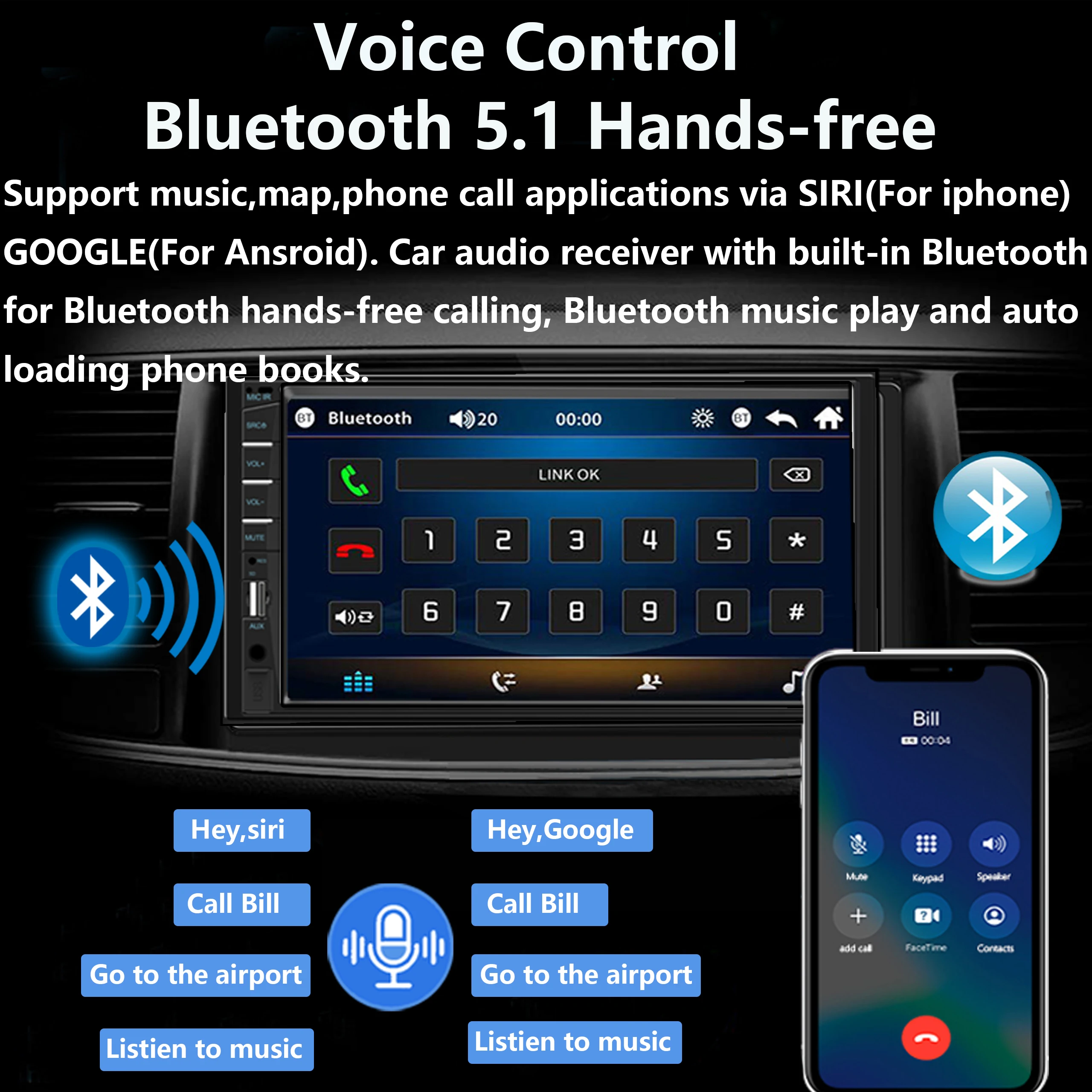 Autoradio 2 DIN 7″ táctil Bluetooth cámara marcha atrás USB FM - imagen 3