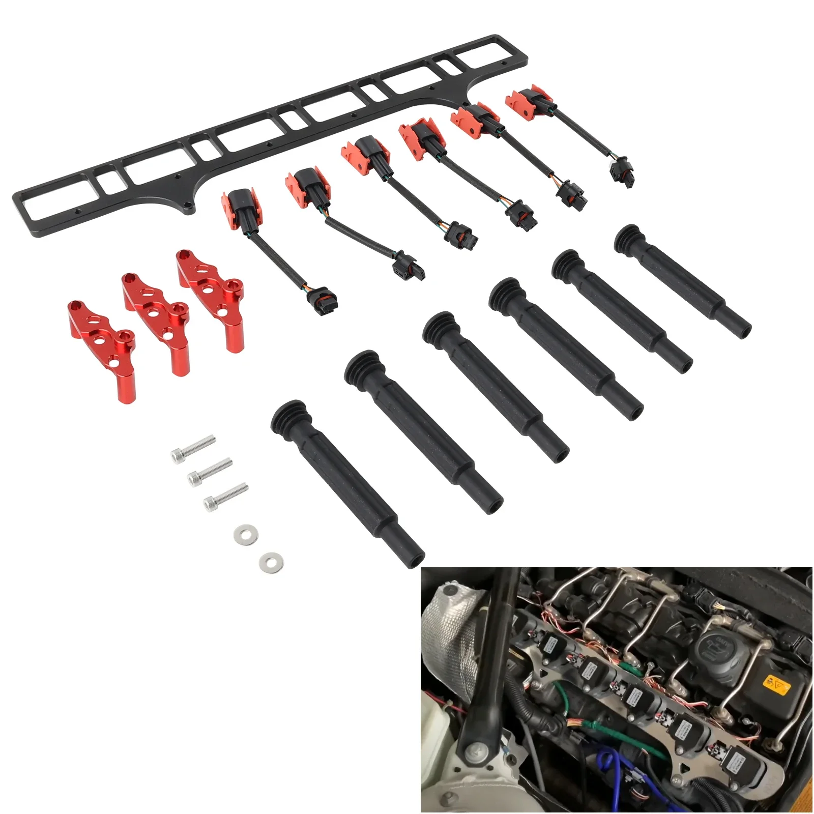 Kit completo de soporte adaptador de bobina N54 a B58 con arnés y botas de goma