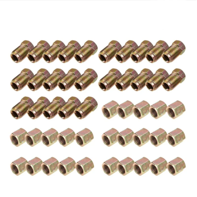 Racores para tubo de freno de cobre 3/16", M10 x 1 macho y hembra