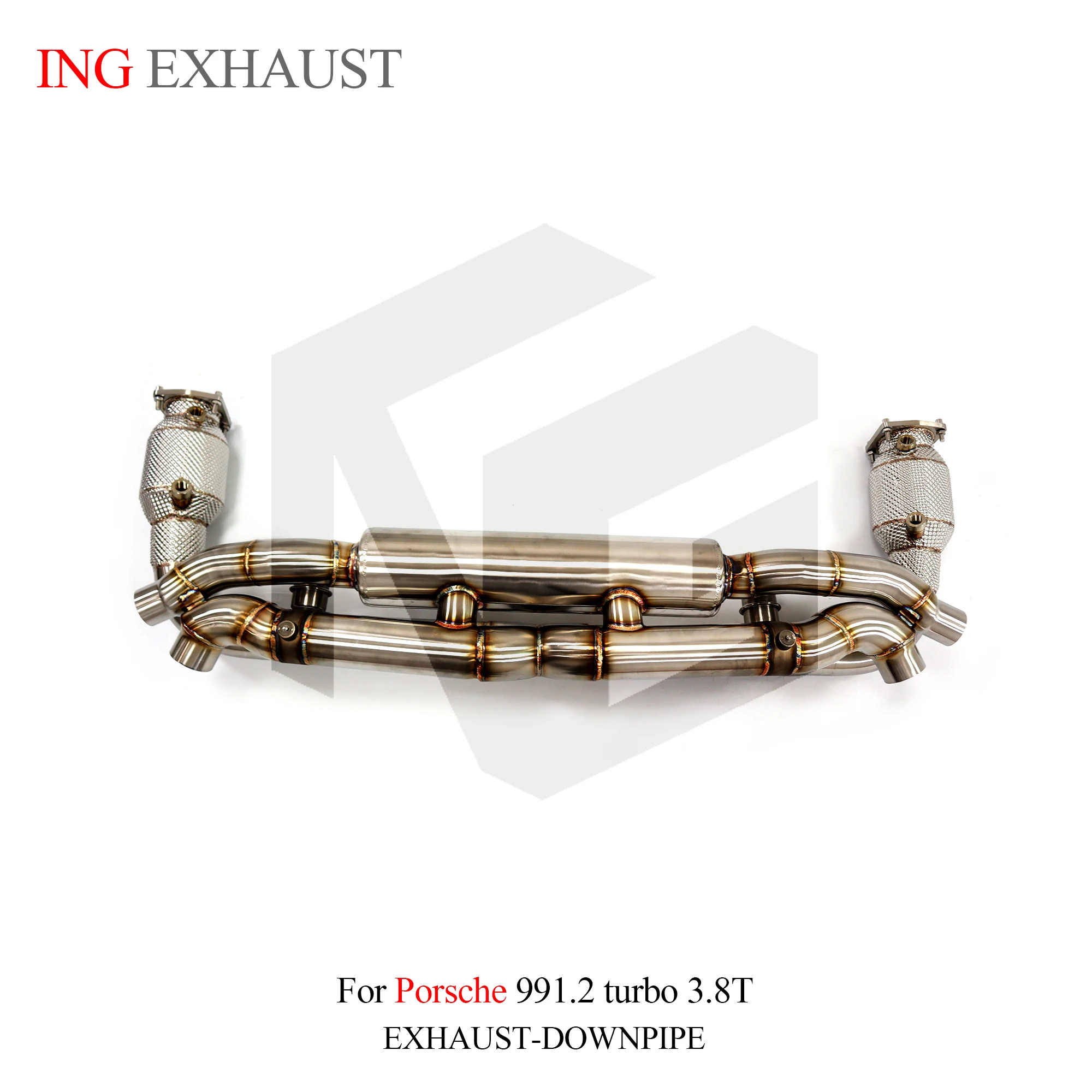ING-Catback completo de escape de acero inoxidable 304 para Porsche 911 991,2 Turbo 3,8 T, sistema de silenciador de rendimiento de bajante de válvula eléctrica