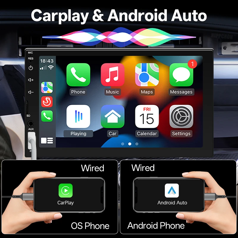 Autoradio 2DIN pantalla táctil Bluetooth Android Auto CarPlay FM AUX - imagen 2