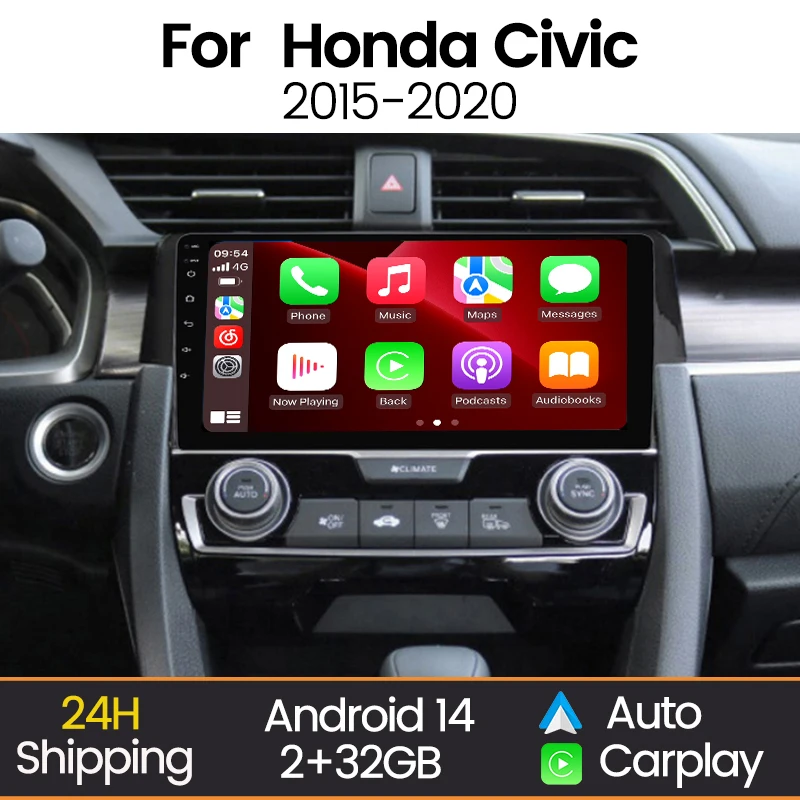 MEKEDE Radio para Honda Civic X con Android Auto y CarPlay inalámbricos