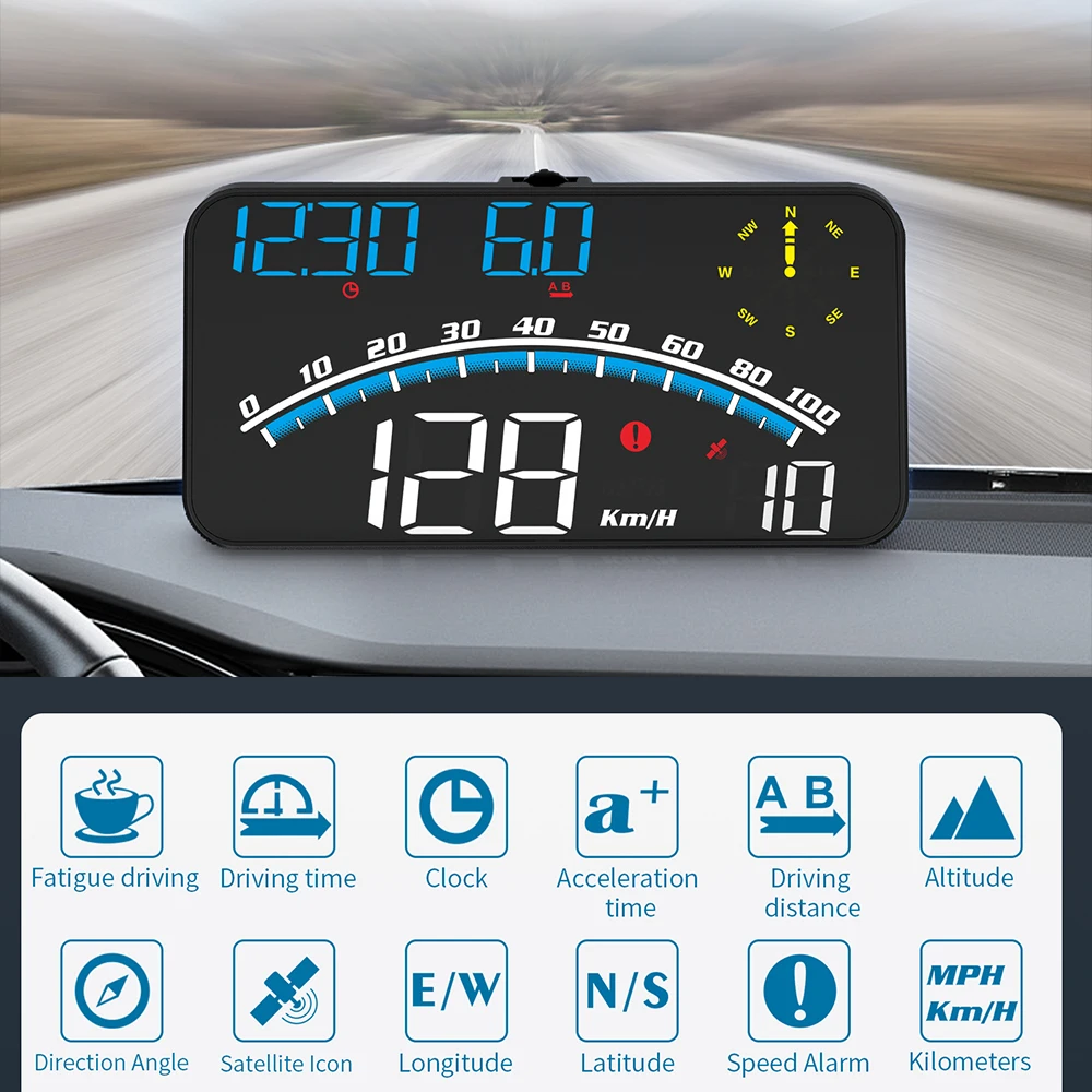 Velocímetro GPS G10 con pantalla HUD para coche y alarma de velocidad - imagen 2