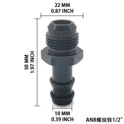 Regulador presión combustible aluminio negro AN8 a 1/2 línea combustible