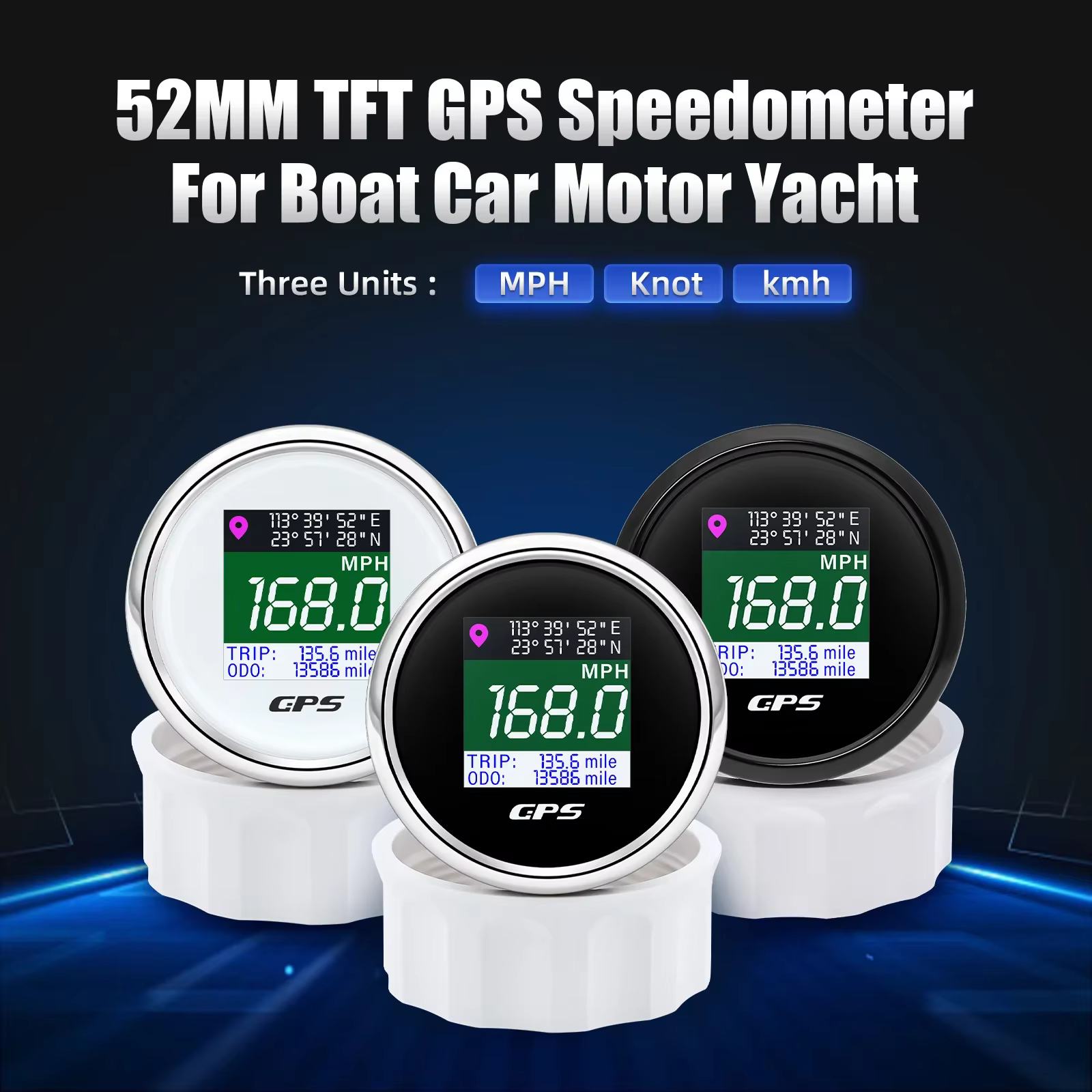 Velocímetro GPS digital 52mm pantalla TFT – para coche y barco