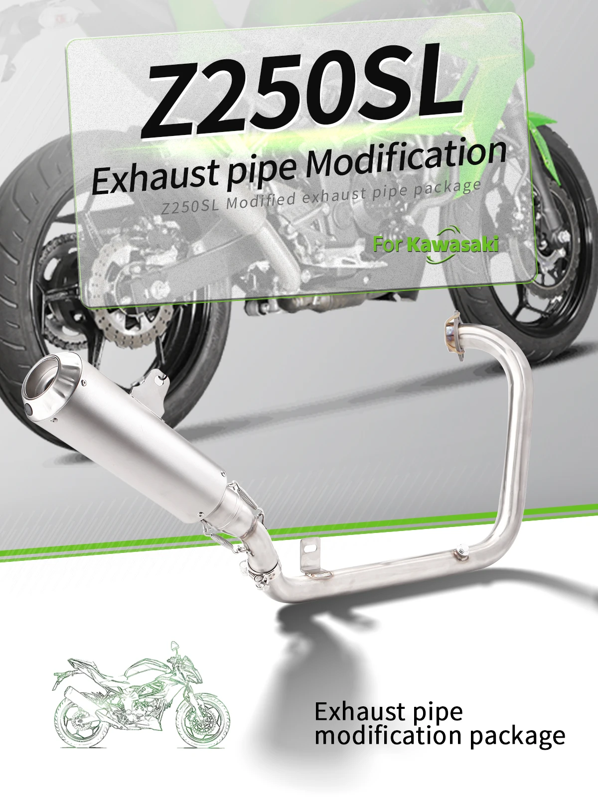 Sistema Escape Kawasaki Z250 Z250SL Completo 51MM Frontal