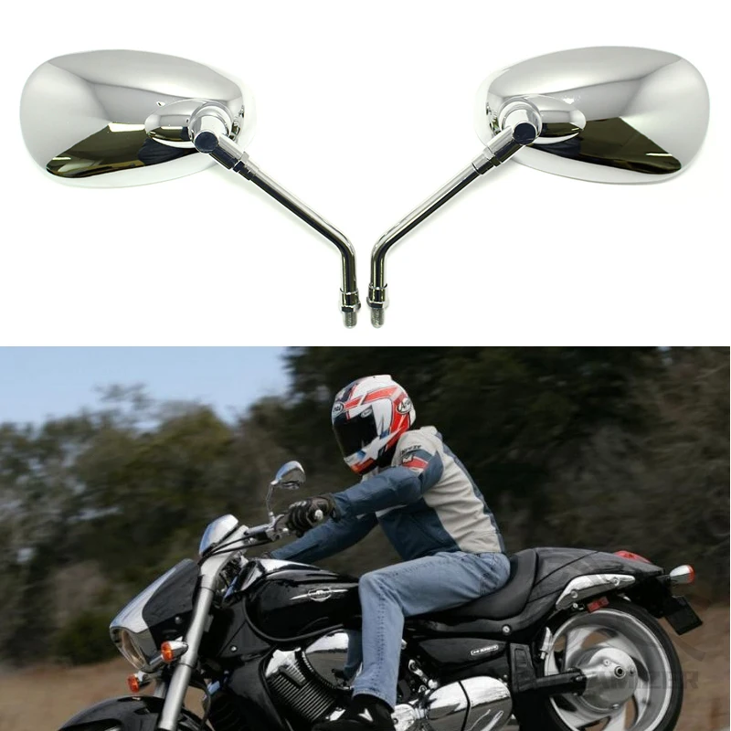 Retrovisores cromados universales para moto con rosca de 10 mm - imagen 3