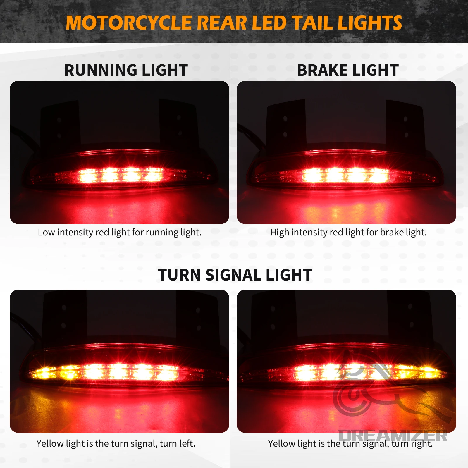 Guardabarros trasero Harley Davidson LED con luz de freno y matrícula - imagen 2