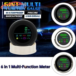 Tacómetro multifunción 6 en 1 de 85 mm y 12 V para coche y barco