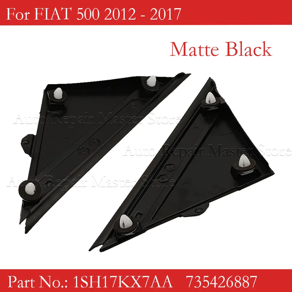Cubiertas de bandera para espejo de puerta de coche, molduras de adornos, color negro mate, apto para Fiat 500 2012-2017 1SH17KX7AA 1SH16KX7AA izquierda derecha - imagen 2
