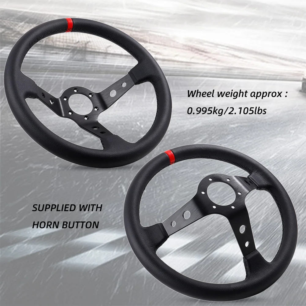 Volante deportivo cuero 350mm universal – tuning y competición - imagen 4