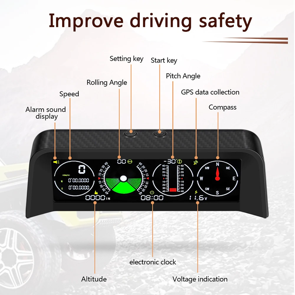 Velocímetro GPS X90 Head Up Display con inclinómetro y brújula - imagen 2