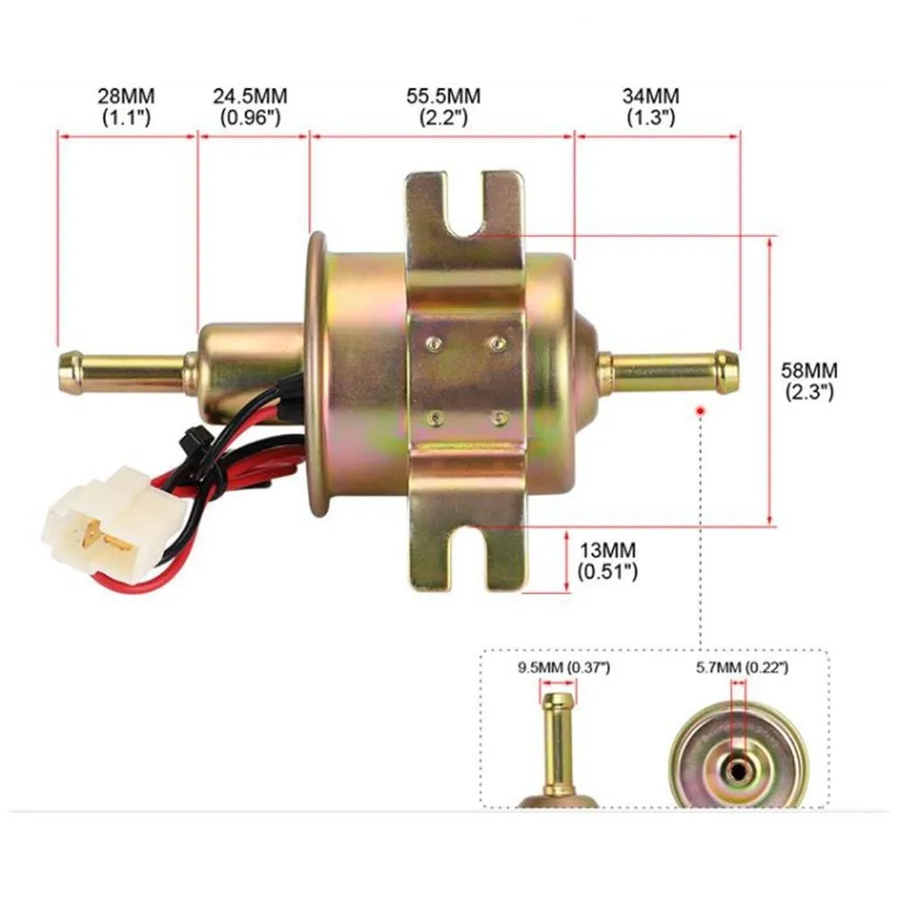 Bomba de combustible eléctrica 12V baja presión para carburador HEP-02A - imagen 2