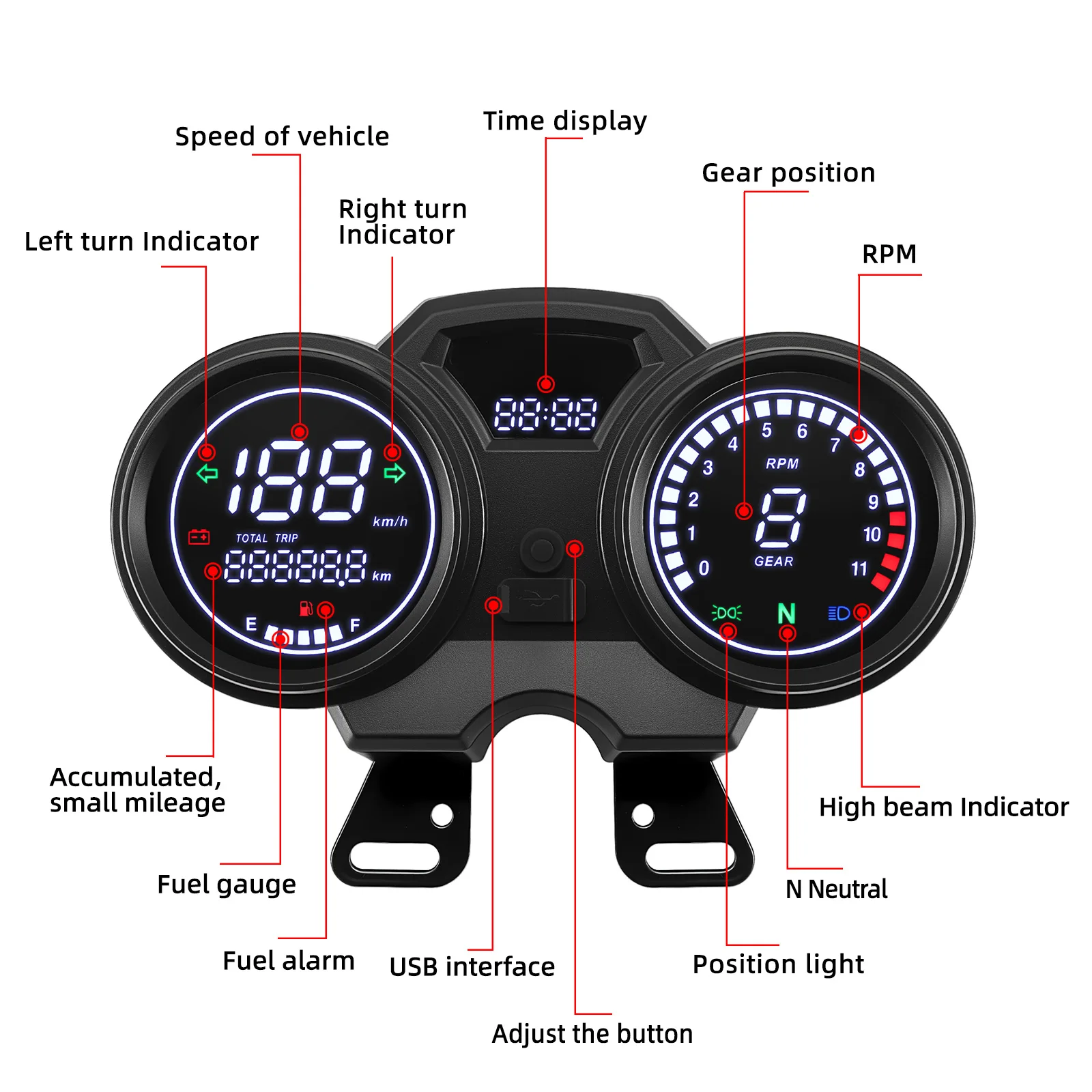 Velocímetro digital LED Suzuki GN125/GN150/EN125/GSX125 - imagen 4