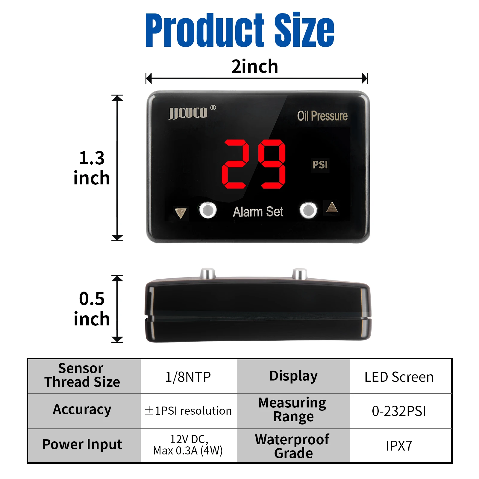 JJCOCO Sensor presión aceite digital 12V 1/8 NPT - imagen 4