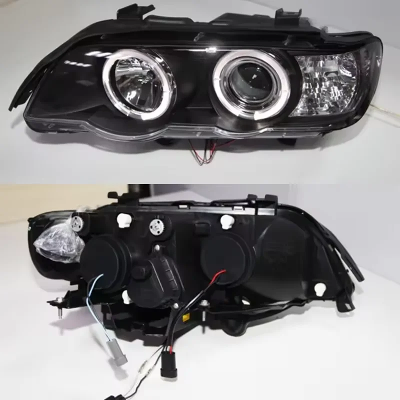 Faros LED Angel Eyes Sonar para BMW X5 E53 1999-2002 carcasa negra - imagen 4