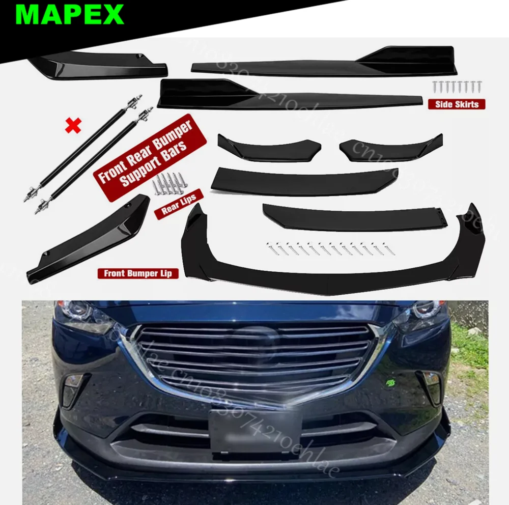 Body kit Mazda CX-3 con parachoques y alerón – Negro Brillante