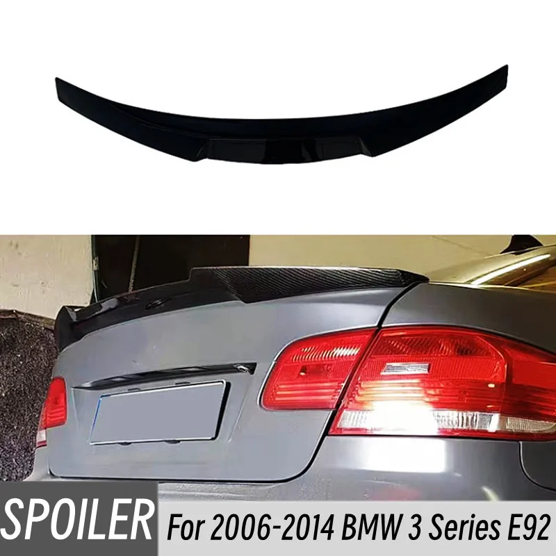 Para 2006-2014 BMW Serie 3 E92 2 puertas estilo M4 ABS plástico negro carbono tapa del maletero trasero del coche alerón de labio accesorios de alas