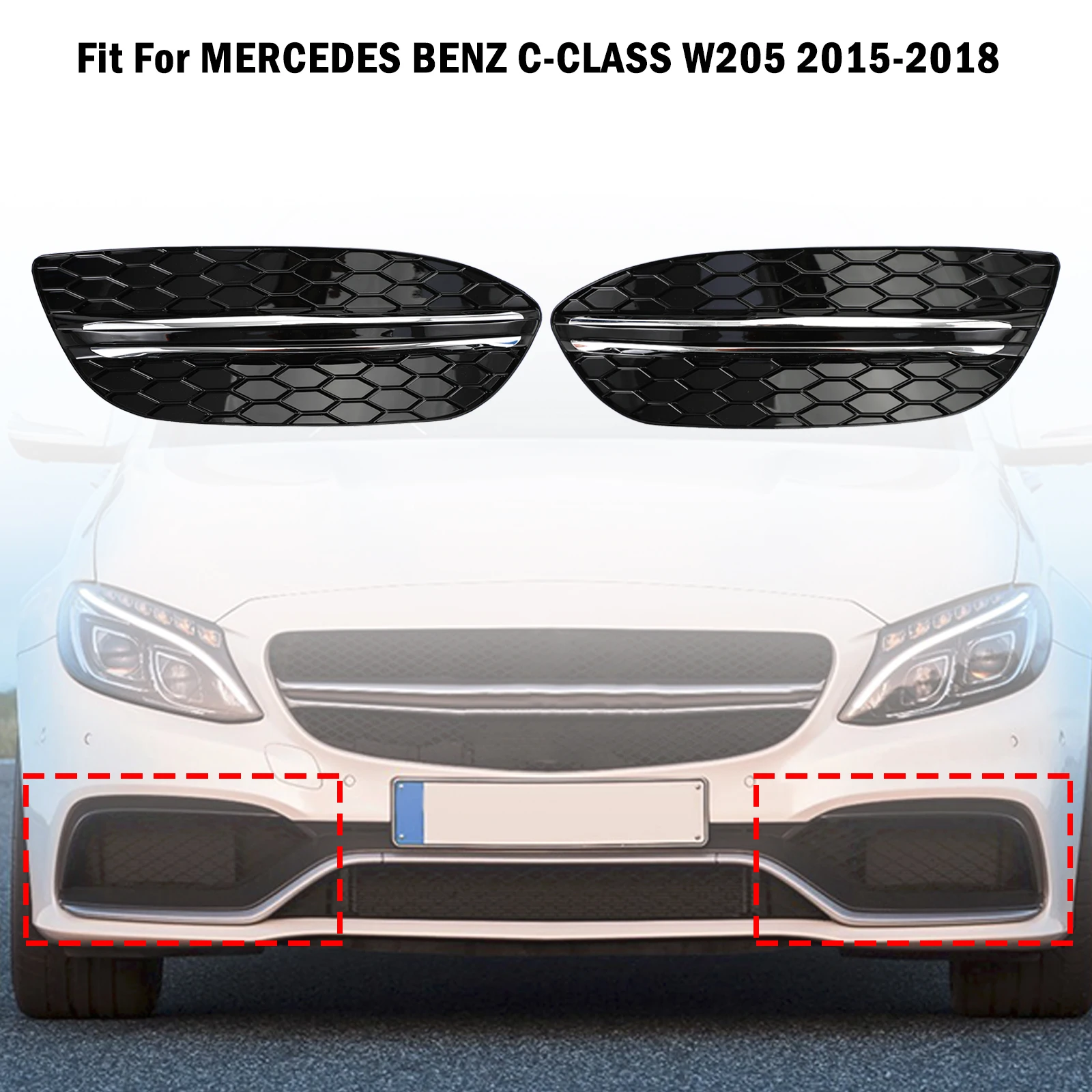 Cubierta antiniebla delantera de panal para Mercedes Clase C W205