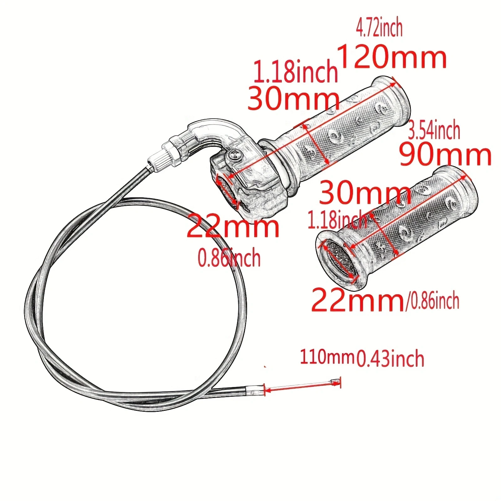 Cable acelerador giratorio mano para mini moto cross 47 49cc ATV Quad - imagen 2
